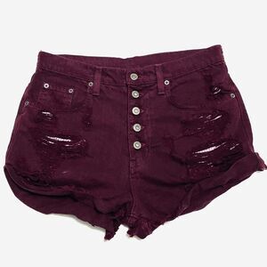 Carmar Shorts TITANIA EXPOSED BUTTON DENIM SHORTS Burgundy Size 28